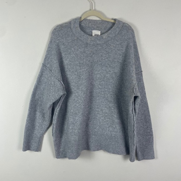 Aerie Oversized Unreal Grey Crew Neck Sweater Knit Pullover Women's L Lounge - Picture 2 of 8